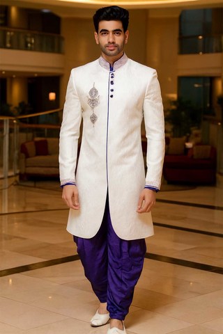 Traje boda blanco bordado hombre