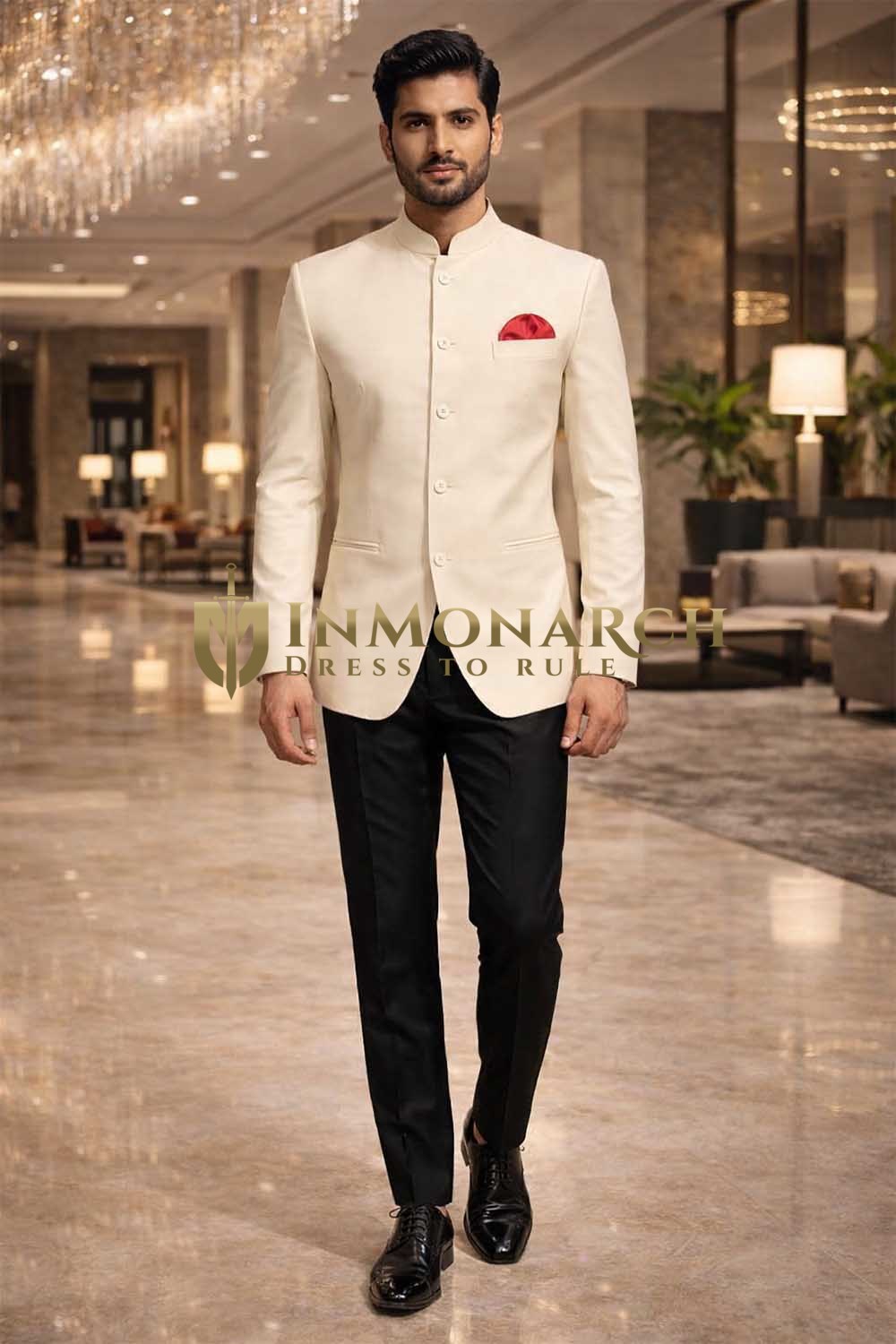  Traje Jodhpuri hombre cinco botones