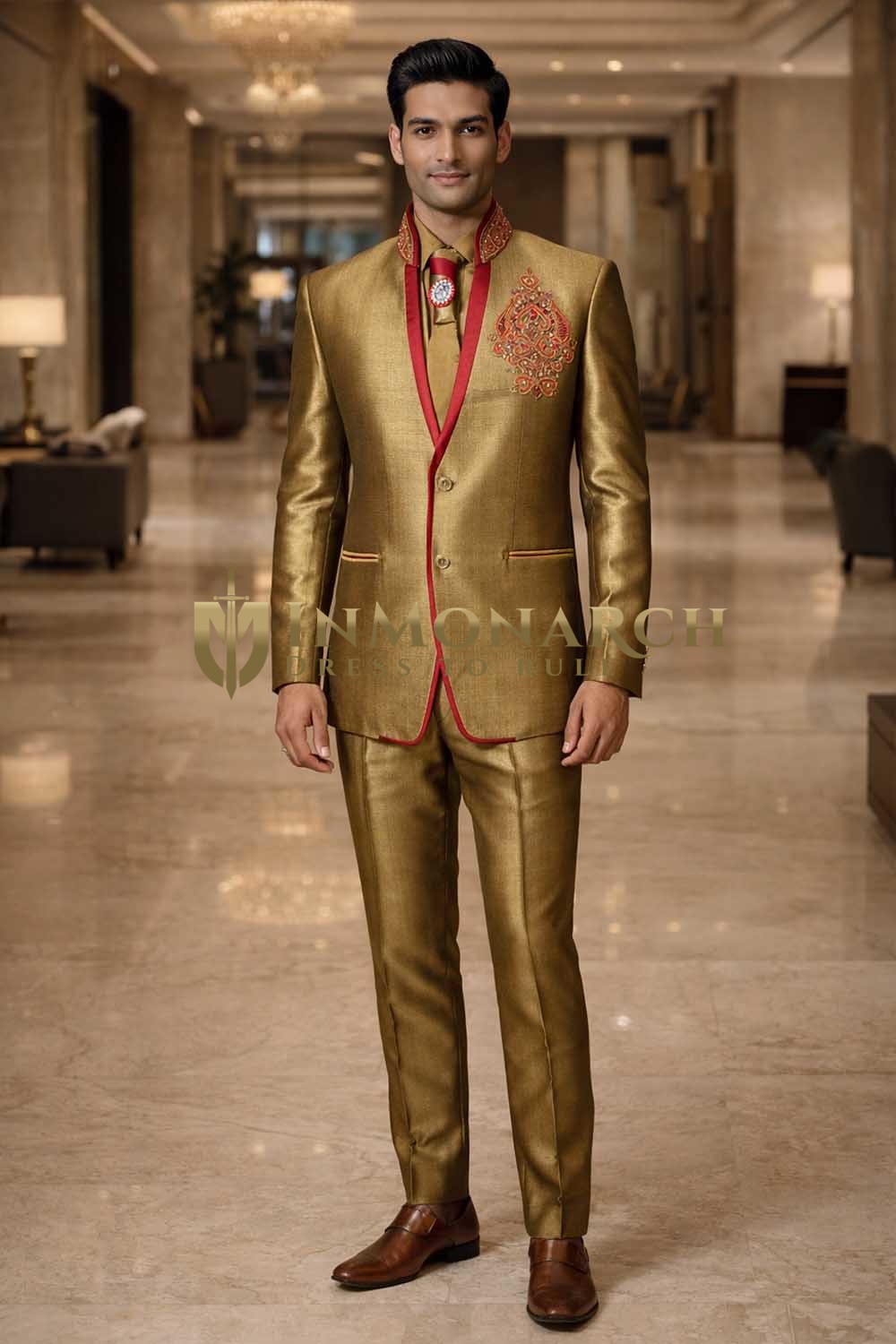Traje Jodhpur dorado hombre fiesta