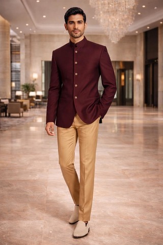 Jodhpuri Anzug bordeaux gold Anlass