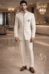 Costume marié Jodhpur crème brodé