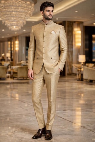 Traje Jodhpuri beige boda india