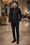 Herren Jodhpuri Anzug Samt rot 5 Knöpfe