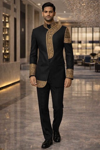 Costume Jodhpur homme col officier brodé