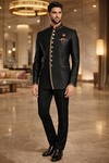 Jodhpur Hochzeitsanzug Schwarz Gold Rot