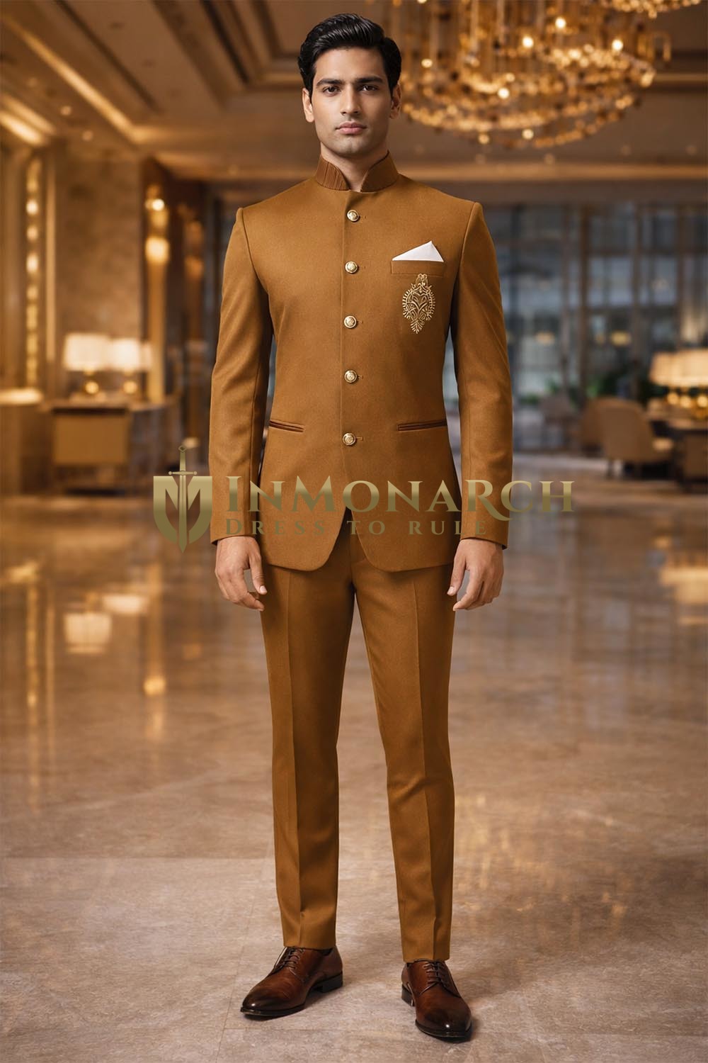 Costume Jodhpur brodé couleur beige
