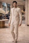 Ivory 2pc Jodhpuri Suit Hand Embroidered Wedding Attire for Men
