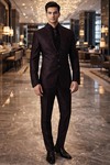 Schwarzer Jodhpur Anzug Herren bestickt