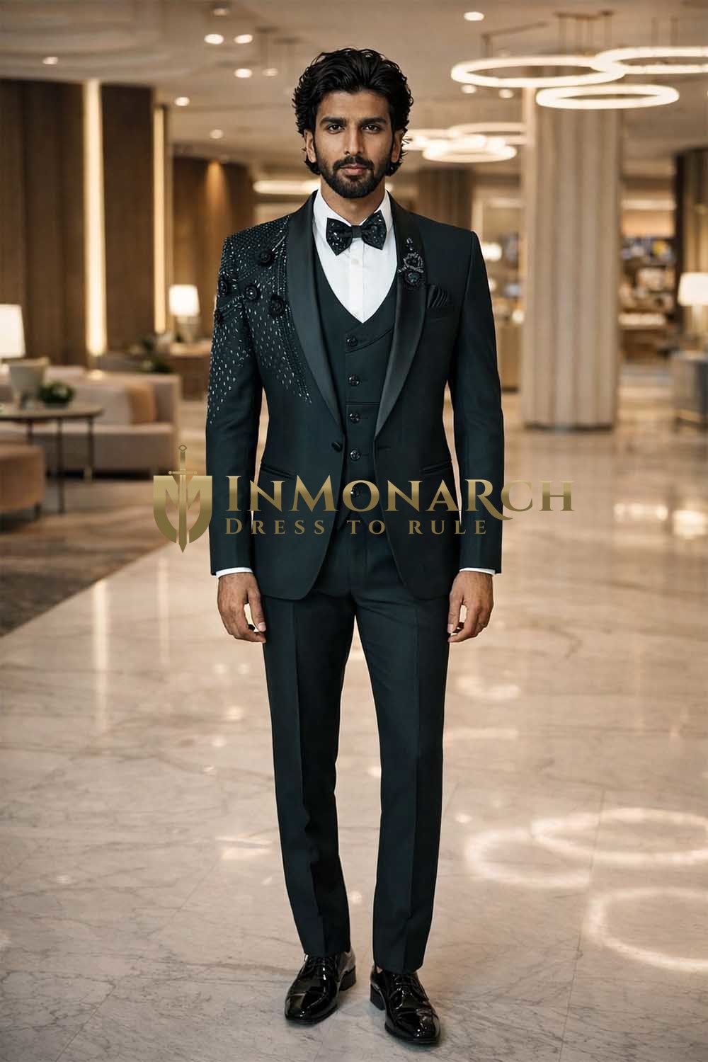 Mens Emerald Green Shawl Lapel 6 Piece Tuxedo Suit Wedding Formal Set