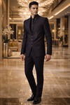 Dark Brown 6pc Groom Jodhpuri Suit Hand Embroidered Wedding Attire