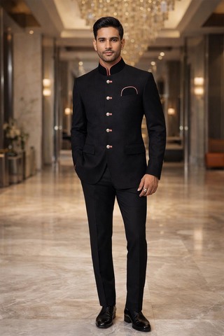 Jodhpuri Anzug schwarz rosa Herren