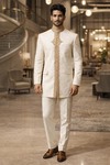 Cream Concealed Button Traditional Jodhpuri Suit for Men