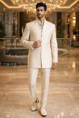 Traje Jodhpuri cuello en V