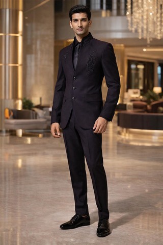 Traje Jodhpuri diseñador cuello alto