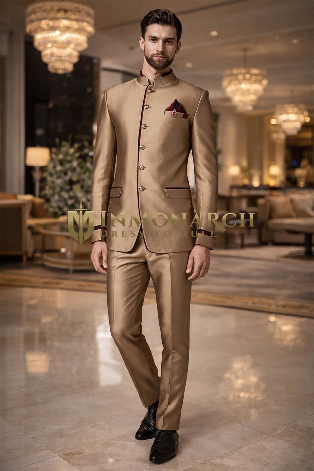 Traje hombre Jodhpur cobre burdeos