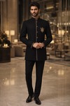 Schwarzer bestickter Jodhpur-Anzug Herren