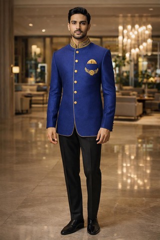 Costume bleu élégant homme 3 pièces