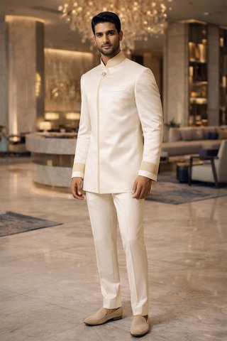 Traje Jodhpur seda marfil boda