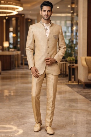 Traje Jodhpur bisque cuello Nehru