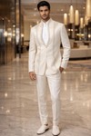 Traje Jodhpuri marfil elegante bordado