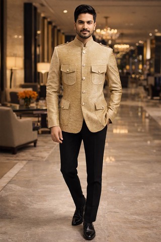 Traje jodhpur beige hombros hombreras
