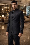 Gray Hand Embroidered Jodhpuri Suit 5pc Designer Wedding Attire