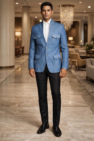 Veste slim fit bleu ciel