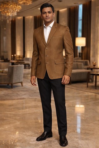 Blazer designer marron lin