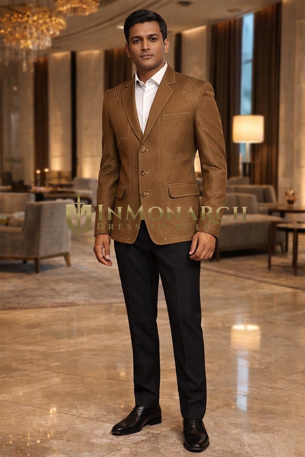 Blazer diseñador marrón lino