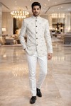 Costume Jodhpuri blanc cinq boutons