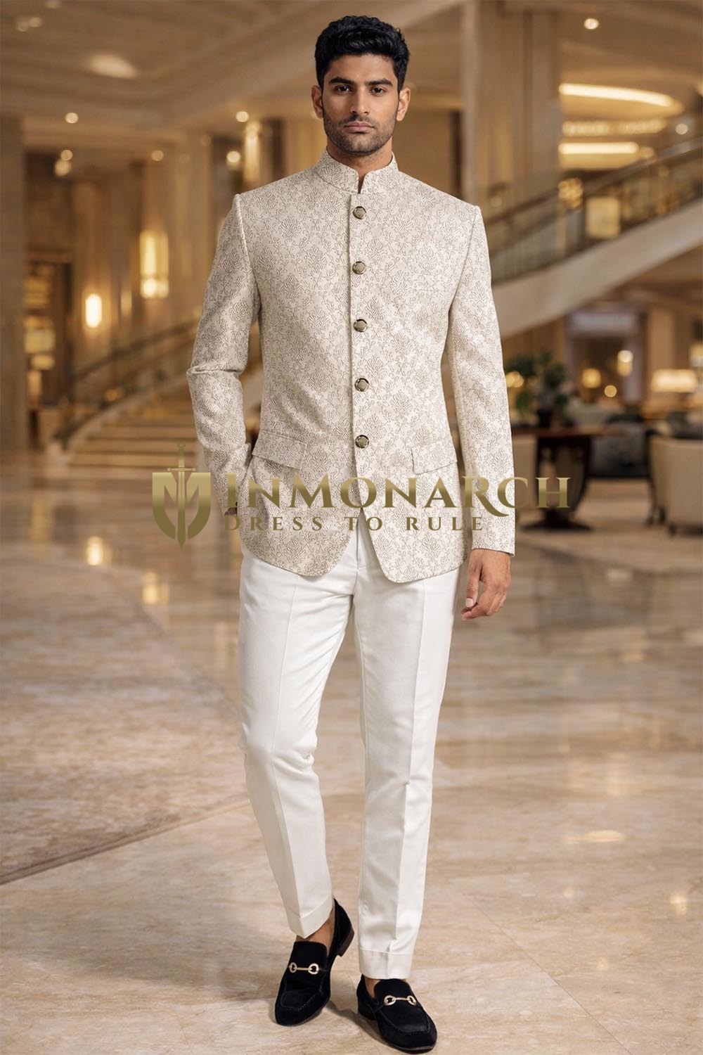 Jodhpuri Hochzeitsanzug fünf Knöpfe