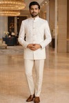 Traje Jodhpuri crema elegante