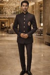 Costume Jodhpuri marron brodé homme