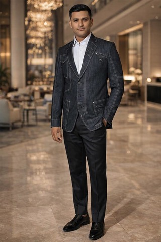 Blazer gris foncé lin coupe mode