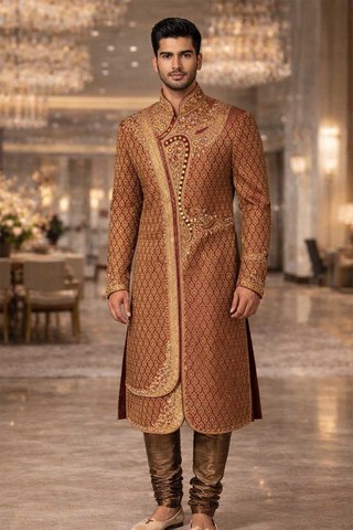 Rosé-goldener Sherwani für Bräutigam