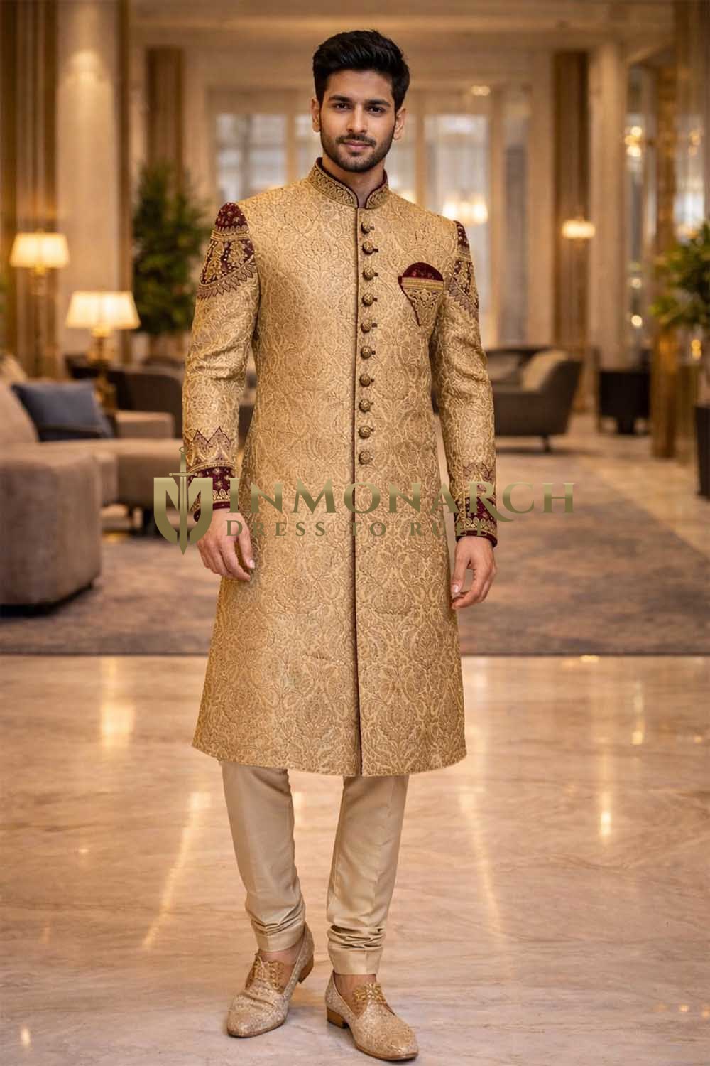 Hochzeits-Sherwani mit 10 Knöpfen