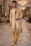 Bestickter Indo-Western Anzug beige Herren