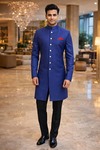 Sherwani soirée bleu royal 7 boutons
