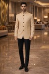 Traje Nehru beige 5 botones algodón