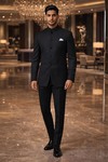 Traje Nehru negro 3 piezas