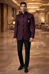 Traje Nehru burdeos 4 piezas