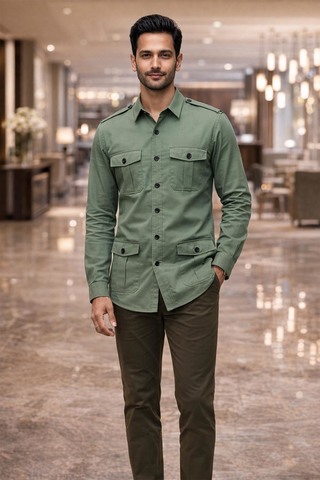 Veste safari verte homme moderne