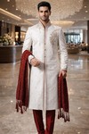 Hochzeits-Sherwani Brokat mit Stehkragen