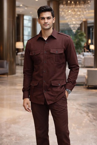 Veste safari marron homme moderne