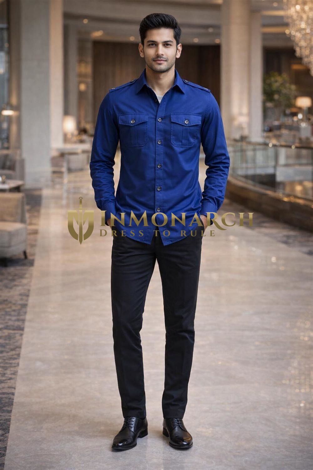 Veste safari bleu marine audacieuse