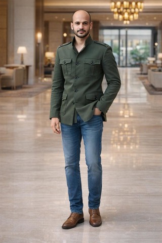 Veste safari homme vert olive chic