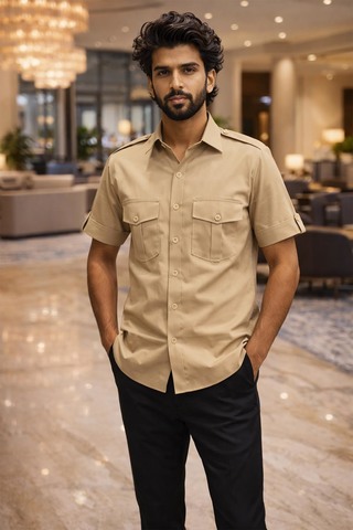 Camisa caza burlywood media manga