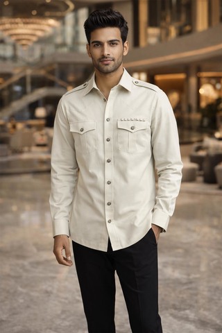 Chemise safari coton gainsboro homme