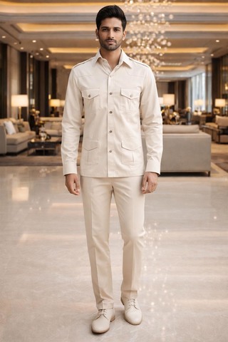 Chemise militaire homme coton gris