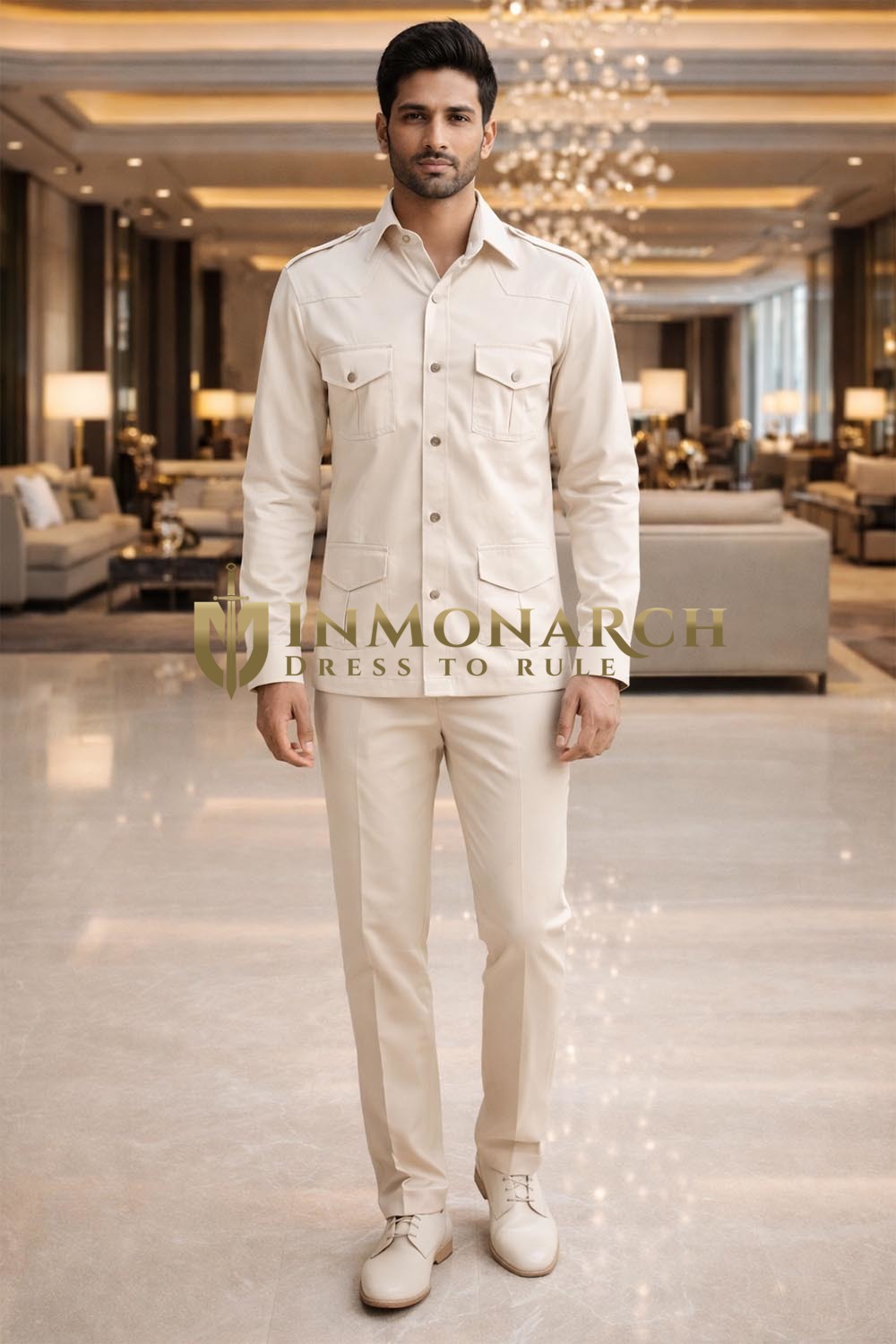Chemise militaire homme coton gris